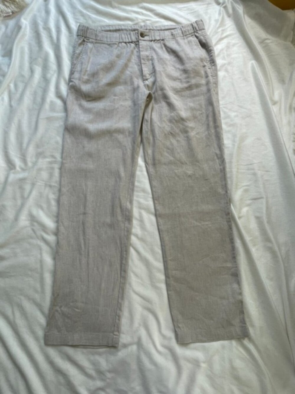 Tommy Bahama Men's Beach Linen Stone Khaki Solid Elastic Waist, Brown, Size XL
